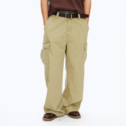 NewJNXS Washed Herringbone Straight-Leg Cargo Pants