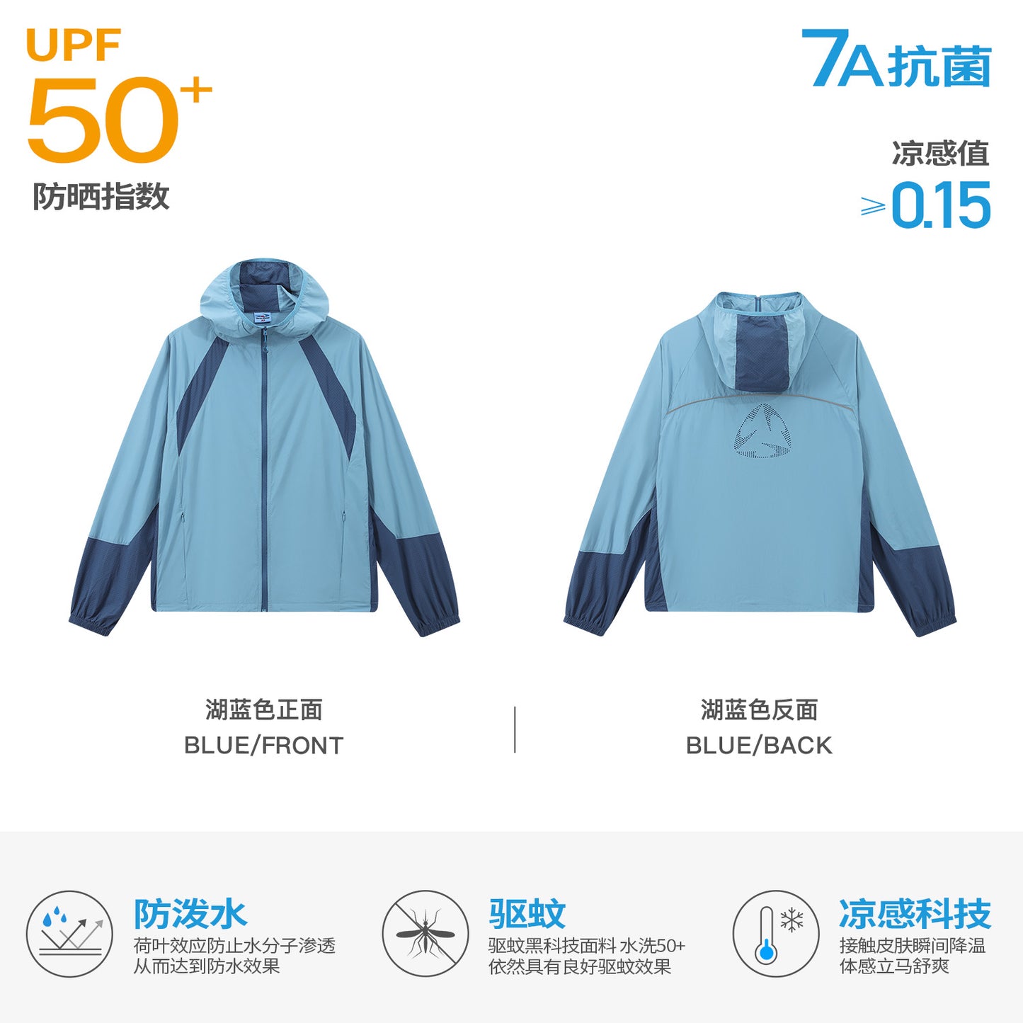 NewJNXS UPF50+ Cooling Color-Block Mesh Sun Jacket