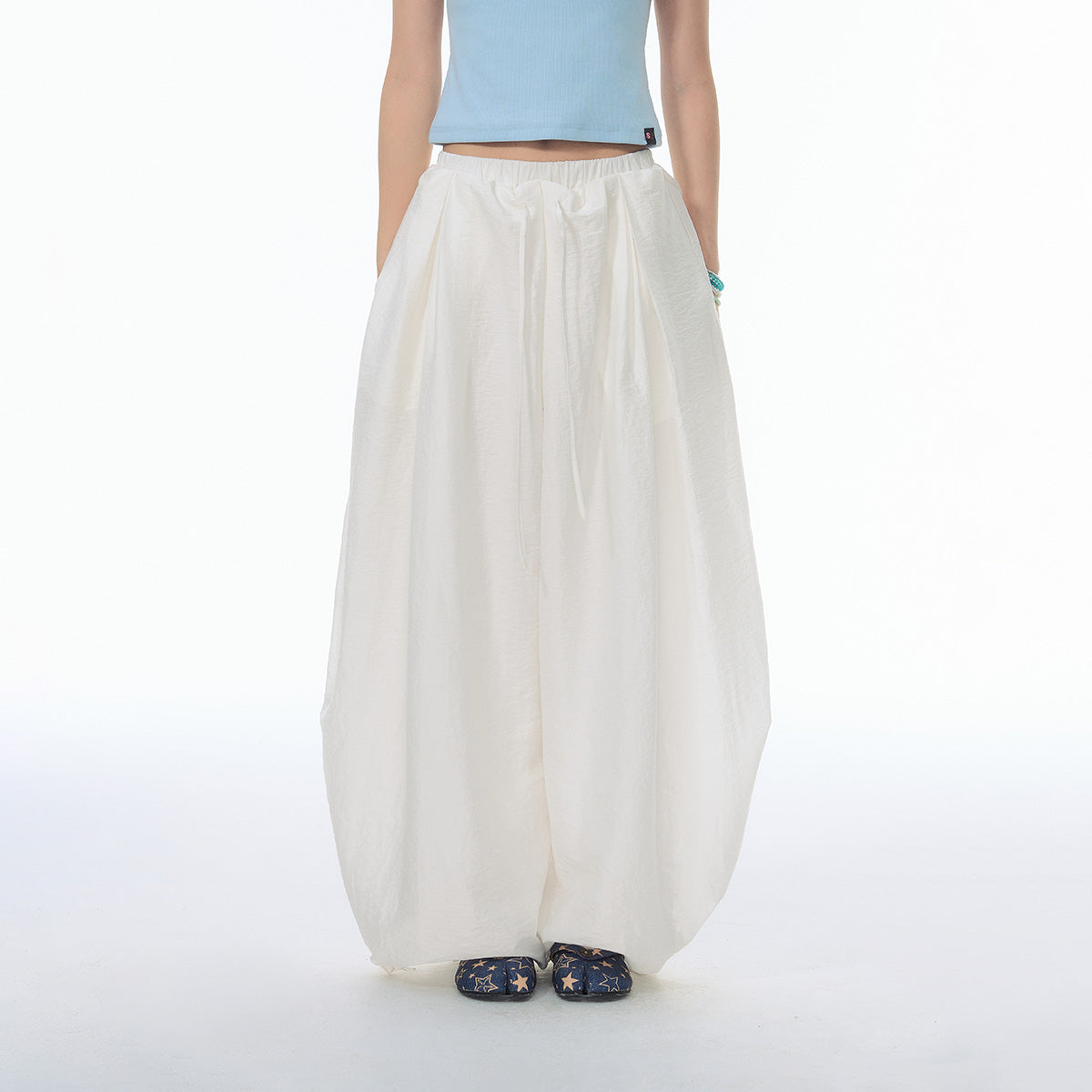 NewJNXS SS Balloon Drawstring-Hem Pants