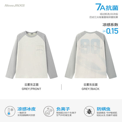 NewJNXS Contrast Panel Number Long Sleeve Tee
