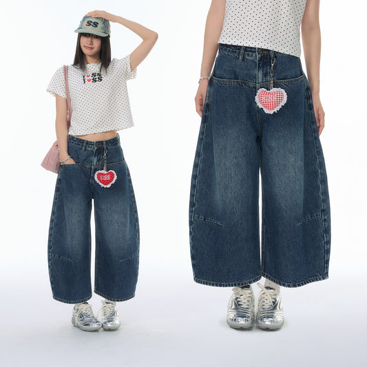 NewJNXS SS Washed Barrel-Leg Cropped Jeans