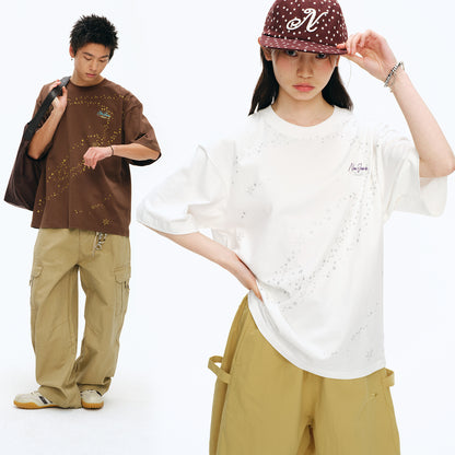 NewJNXS Glitter Star Graphic Oversized T-Shirt