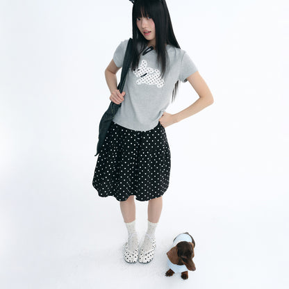 NewJNXS All-Over Polka Dot A-Line Skater Skirt