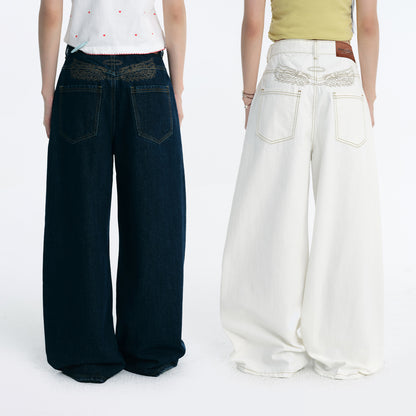 NewJNXS Angel Wings Embroidered Jeans