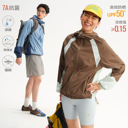 NewJNXS UPF50+ Cooling Color-Block Mesh Sun Jacket