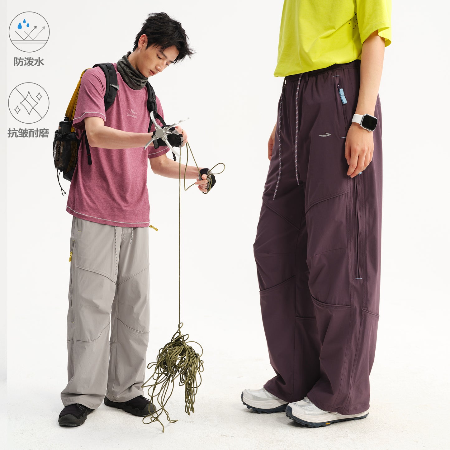 NewJNXS  Outdoor Water-Repellent Panel Softshell Straight Pants