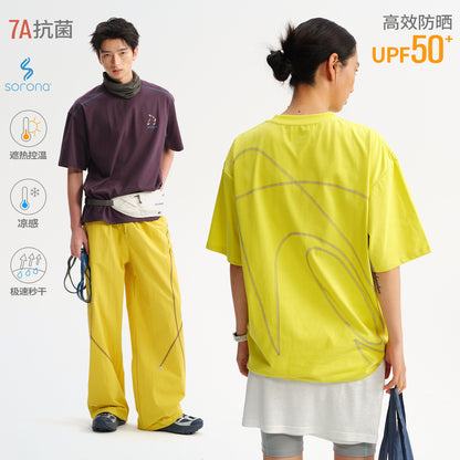 NewJNXS  Sorona Cooling Quick-Dry Colorblock Loose T-Shirt