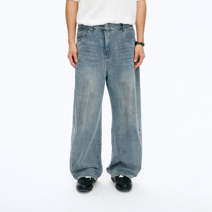 NewJNXS Washed Panel Straight-Leg Jeans