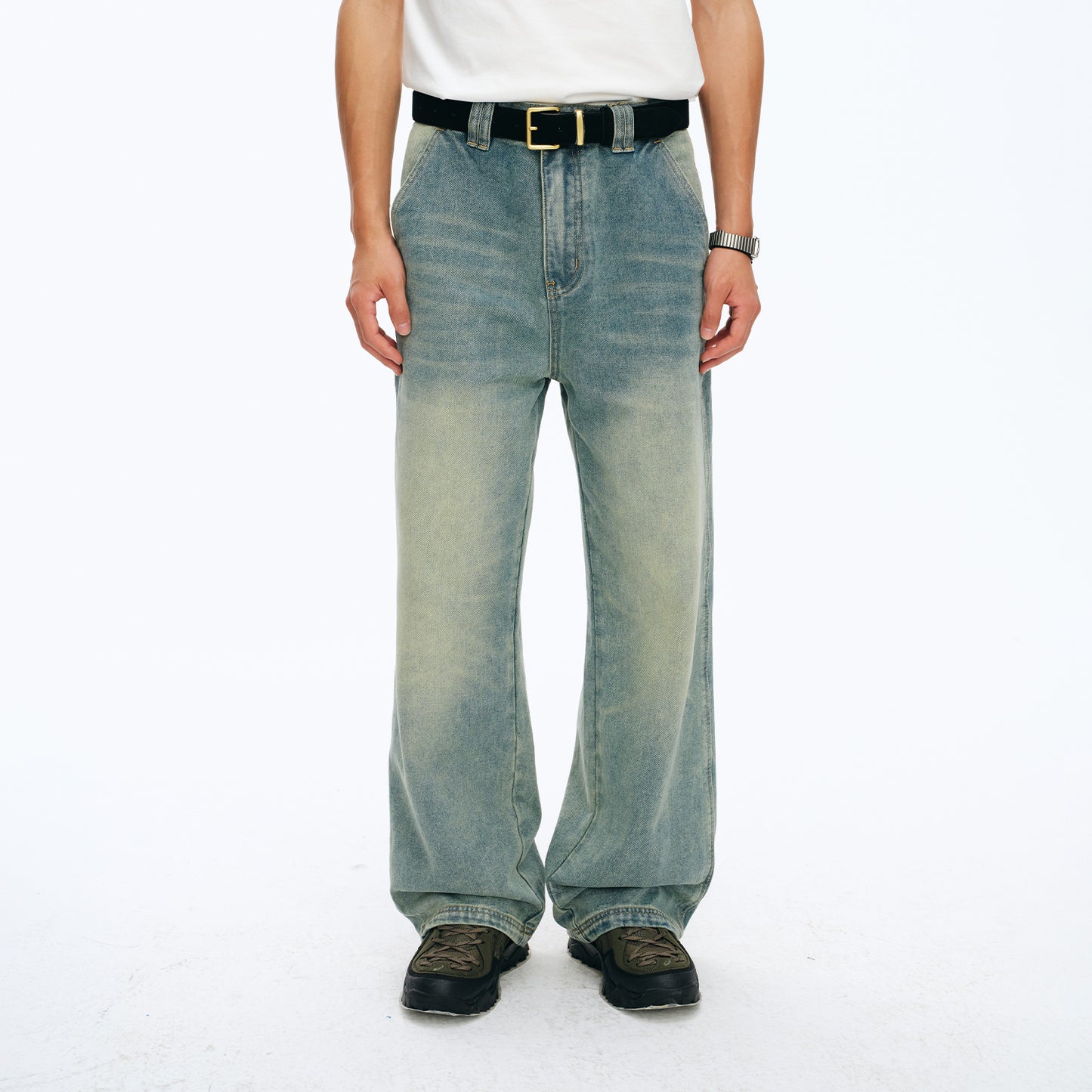 NewJNXS Vintage Washed Twill Denim Pants