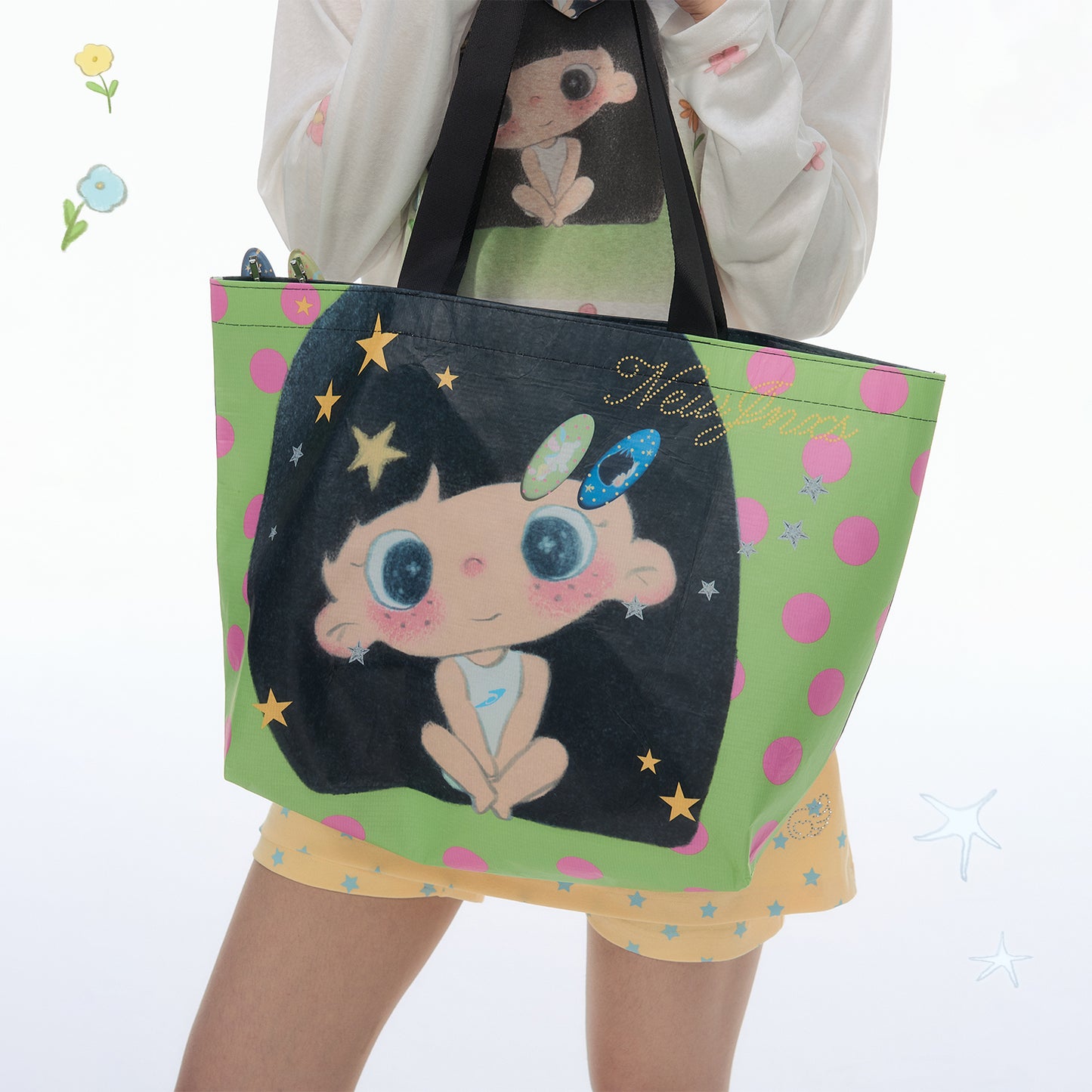 【NewJNXS × Kuku 2.0】Star Polka Dot Reversible Tote Bag