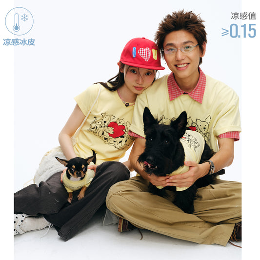 NewJNXS Cat & Dog Heart Graphic Family Tee