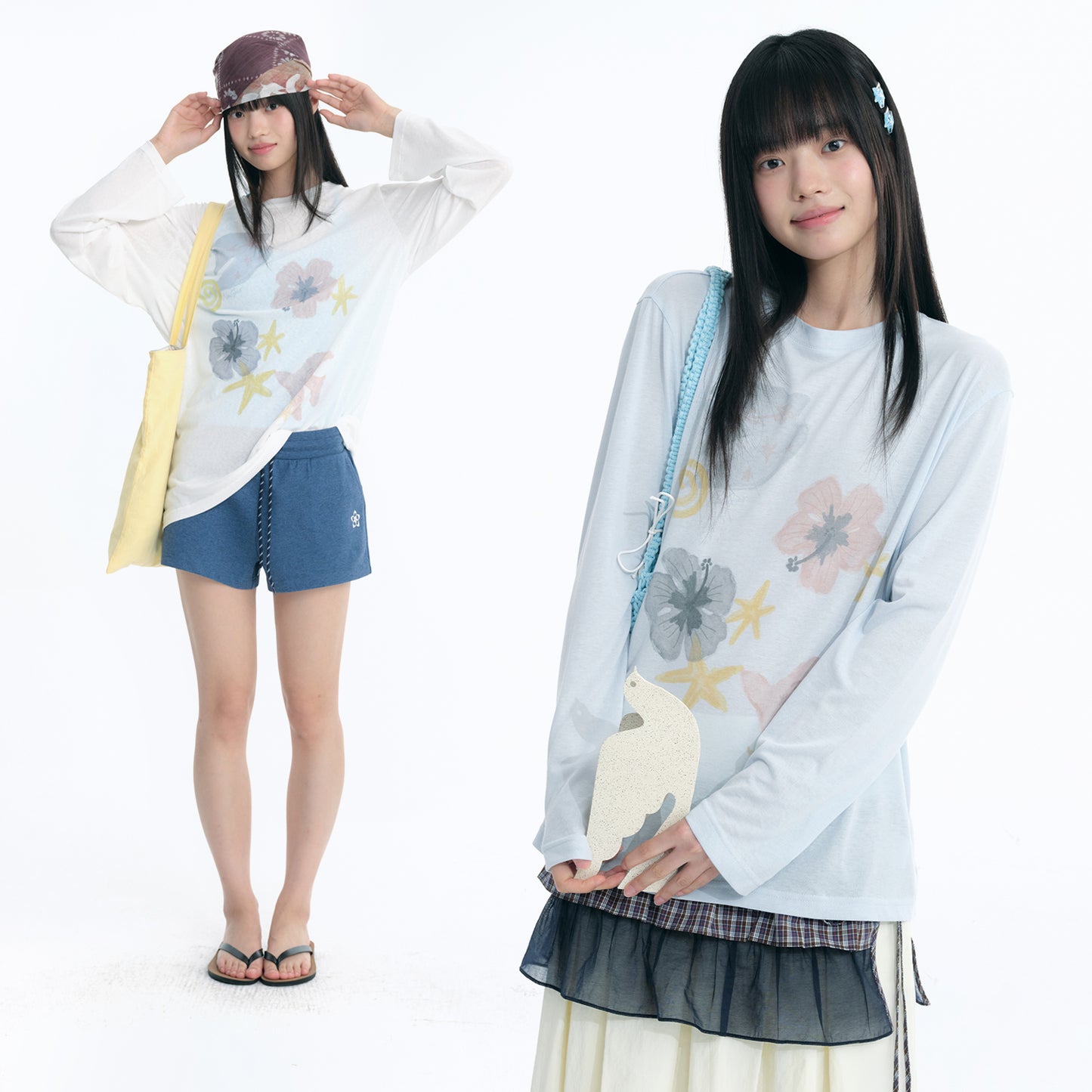 NewJNXS Lyocell Bird & Floral Print Blouse