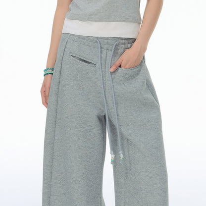 NewJNXS SS Beaded Drawstring Barrel-Leg Pants