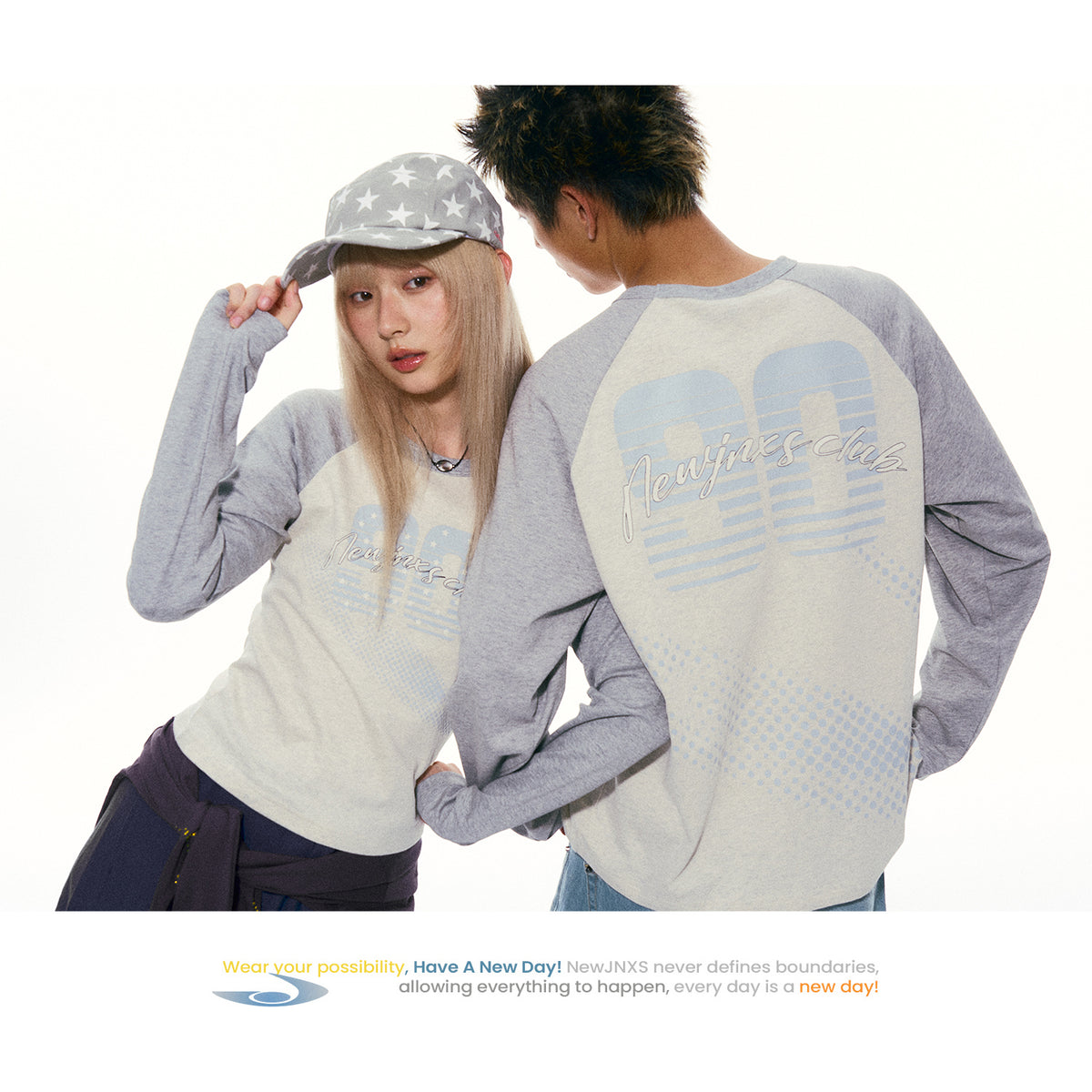 NewJNXS Contrast Panel Number Long Sleeve Tee