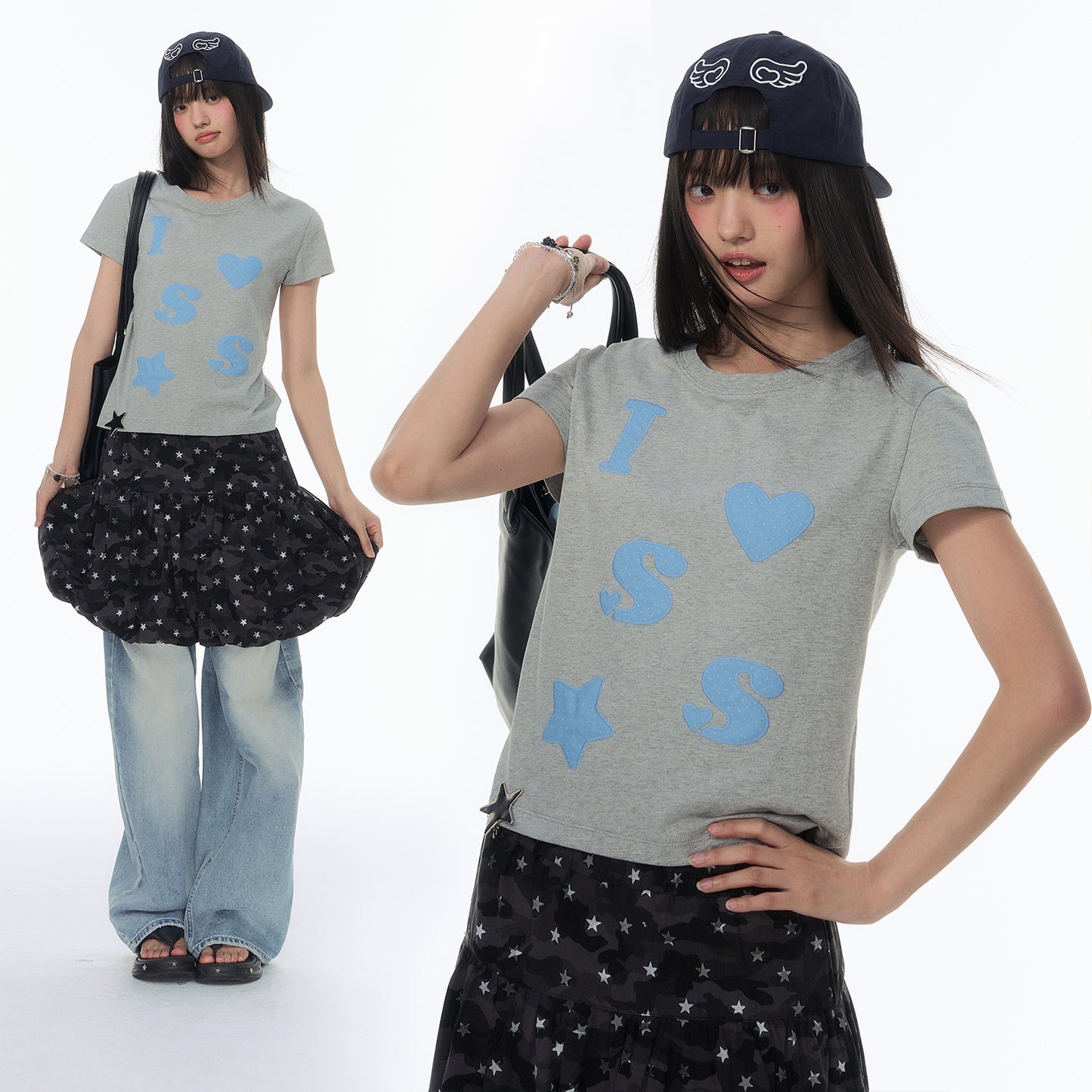 NewJNXS SS Heart & Star Cropped Tee