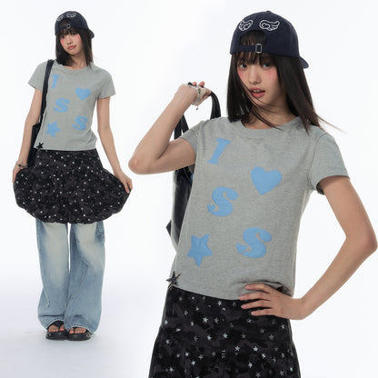 NewJNXS SS Heart & Star Cropped Tee