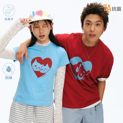 NewJNXS Cat Dog Heart Print Family Tee