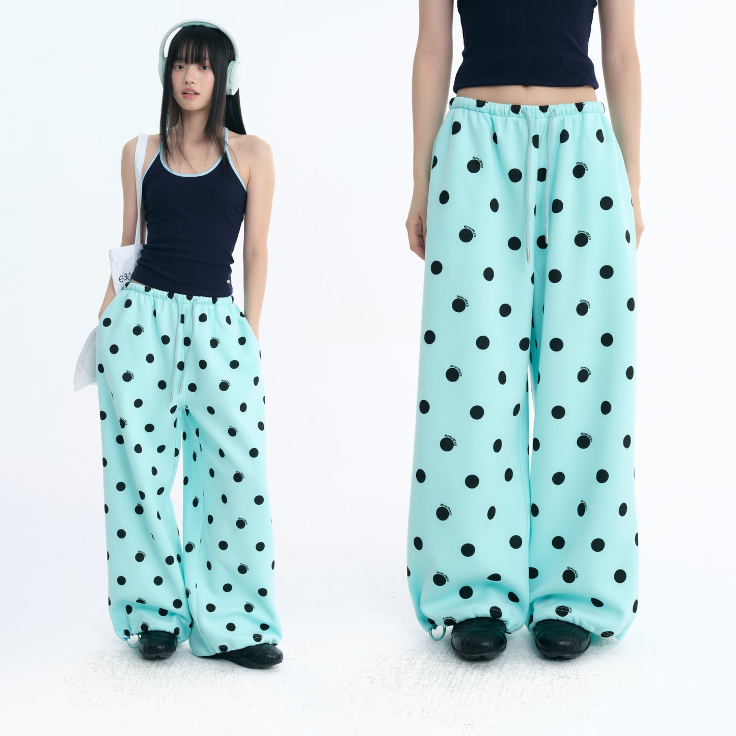 NewJNXS Polka Dot Logo Relaxed-Fit Pants