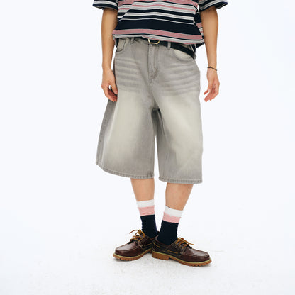 NewJNXS Vintage Washed Whisker Denim Shorts - Unisex