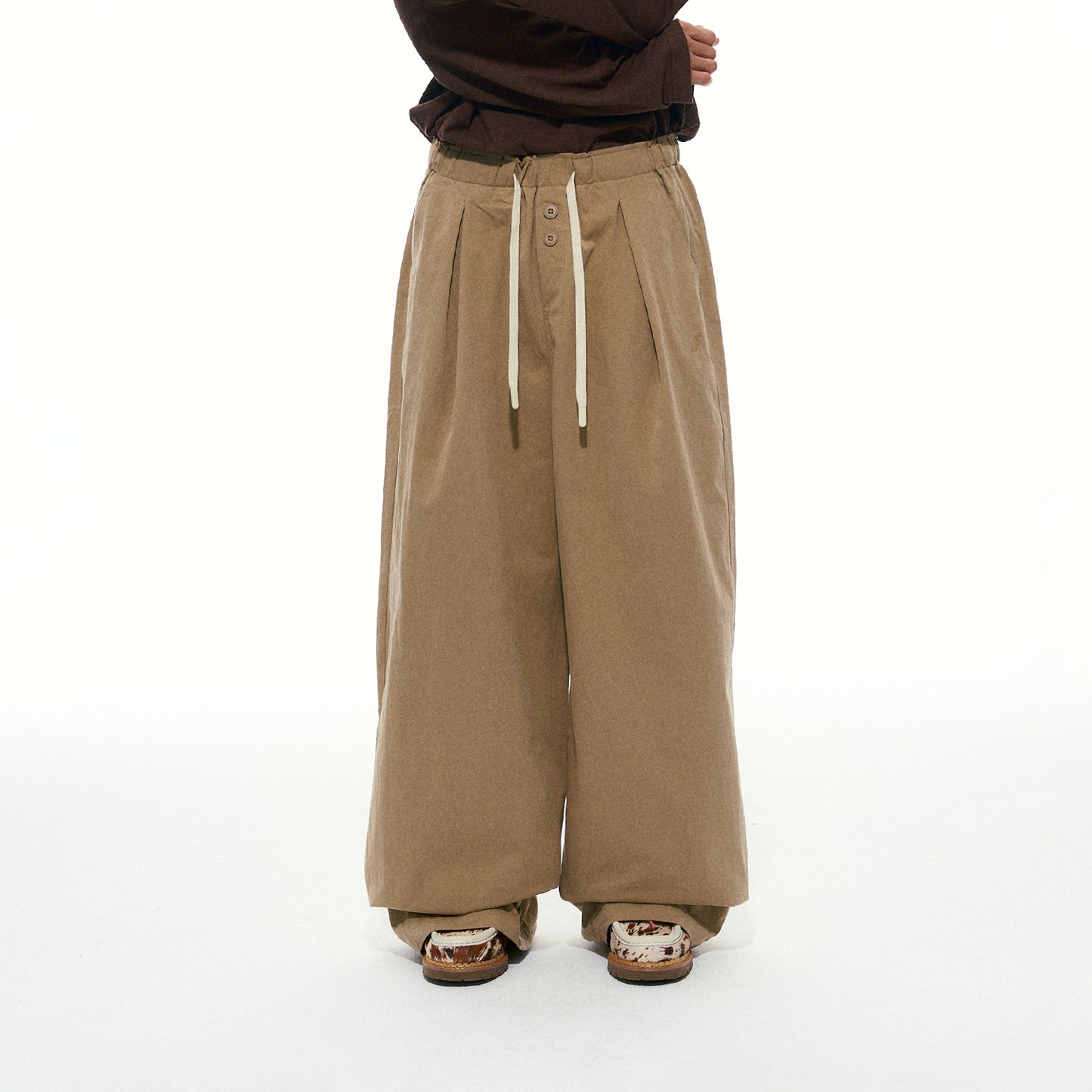 NewJNXS Double-Button Casual Pants