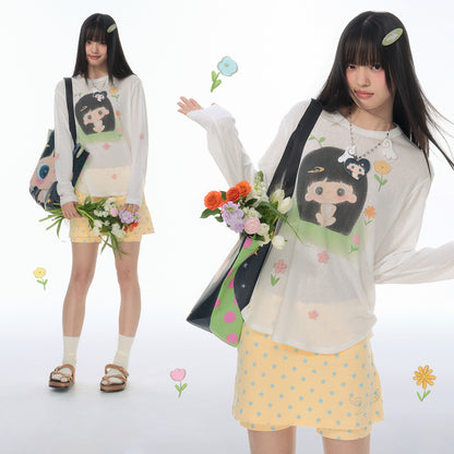 【NewJNXS × Kuku 2.0】Garden Floral Lyocell Oversized Long Sleeve Tee