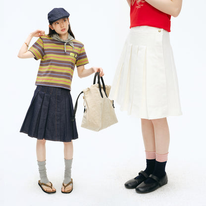 NewJNXS Structured Pleated A-Line  Skirt