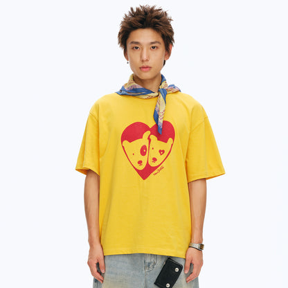 NewJNXS Cat Dog Heart Print Family Tee