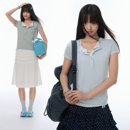 NewJNXS Lyocell Contrast Layered Slim-Fit Tee