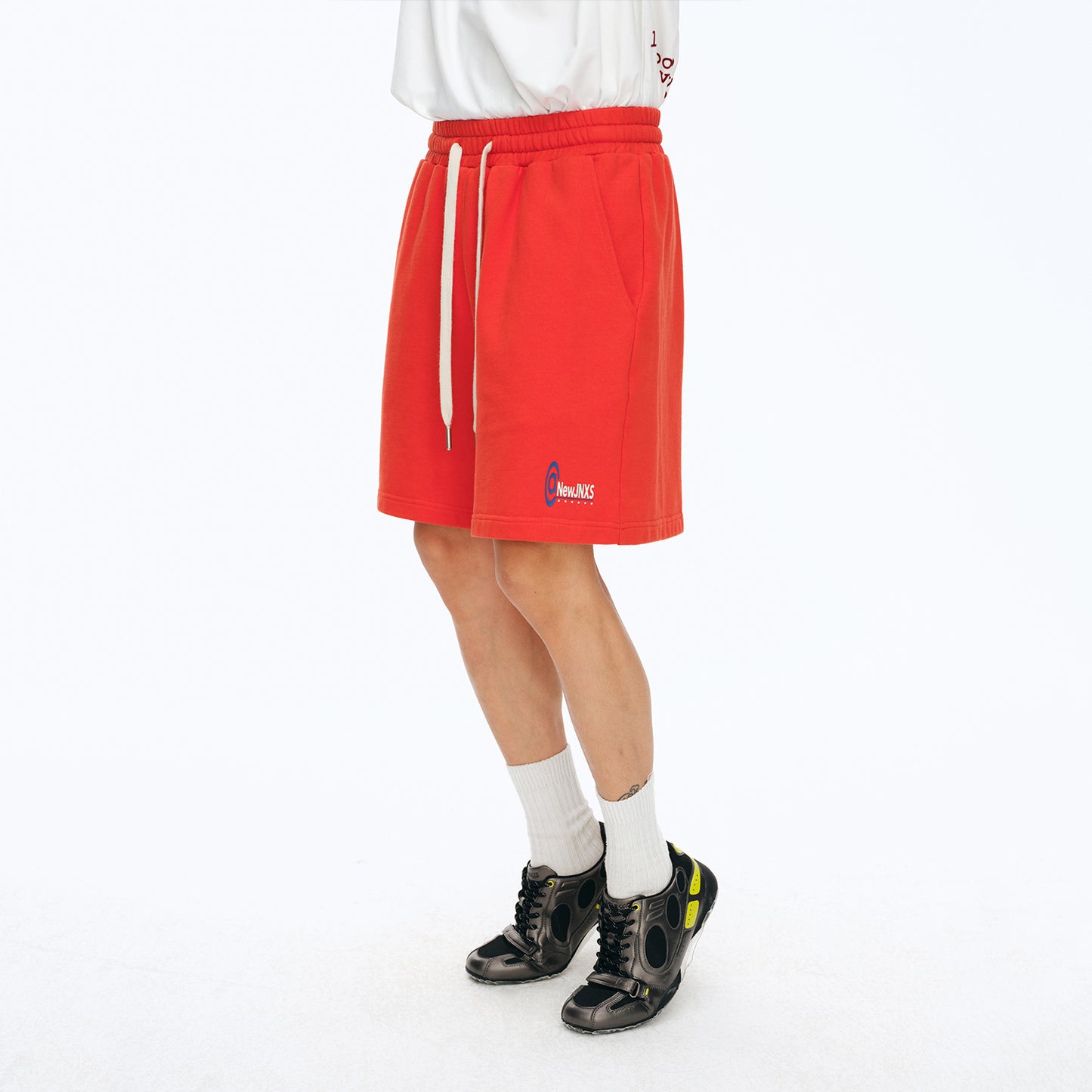 NewJNXS Washed Brushed Color-Block Sports Shorts