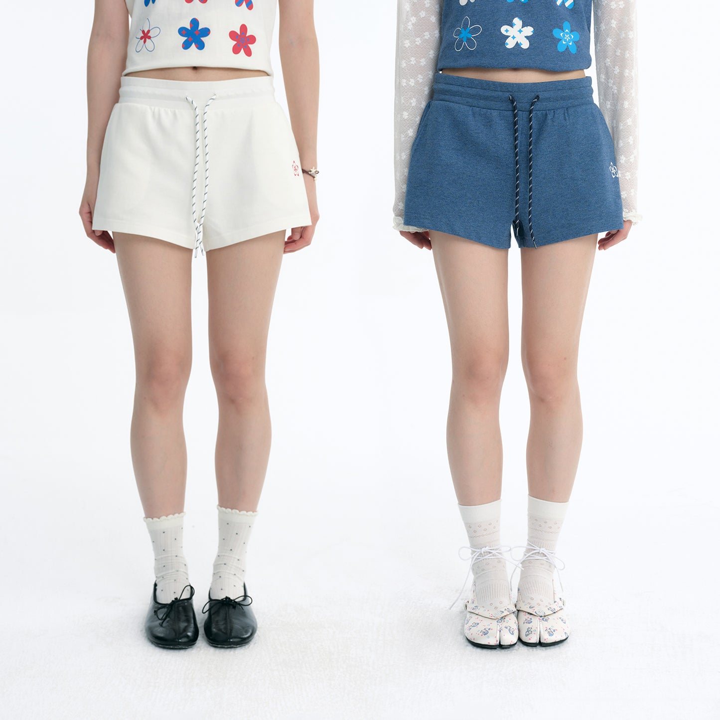 NewJNXS Cotton Ditsy Floral Slim-Fit Shorts