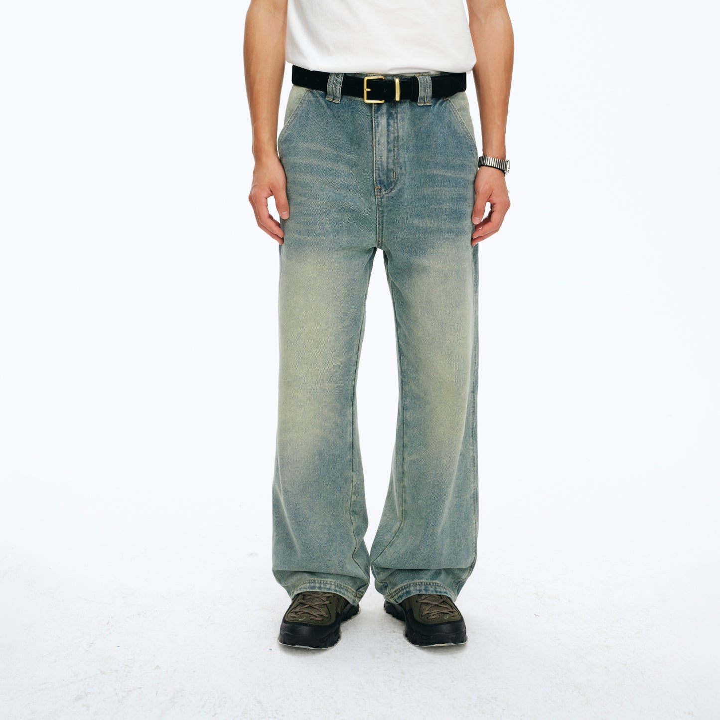 NewJNXS Vintage Washed Twill Denim Pants