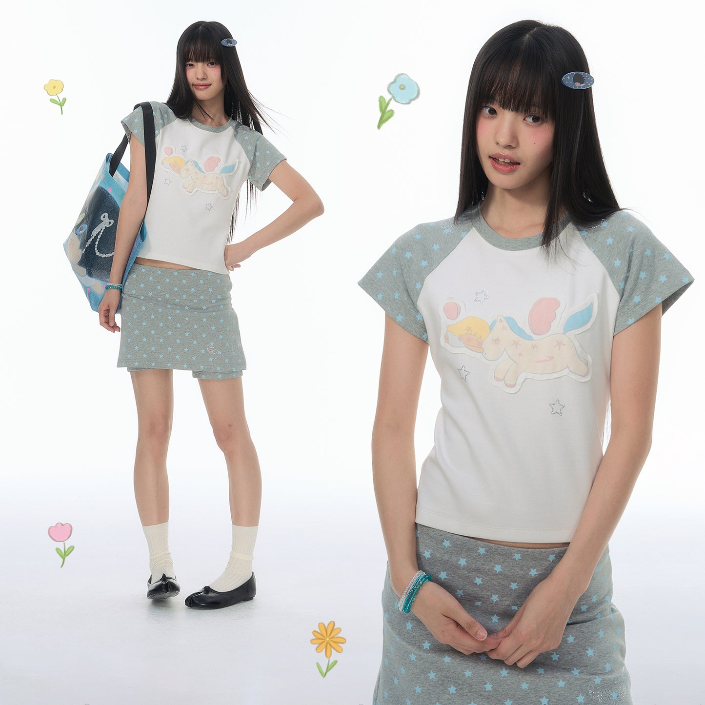 【NewJNXS × Kuku 2.0】Rhinestone Unicorn Fitted Tee