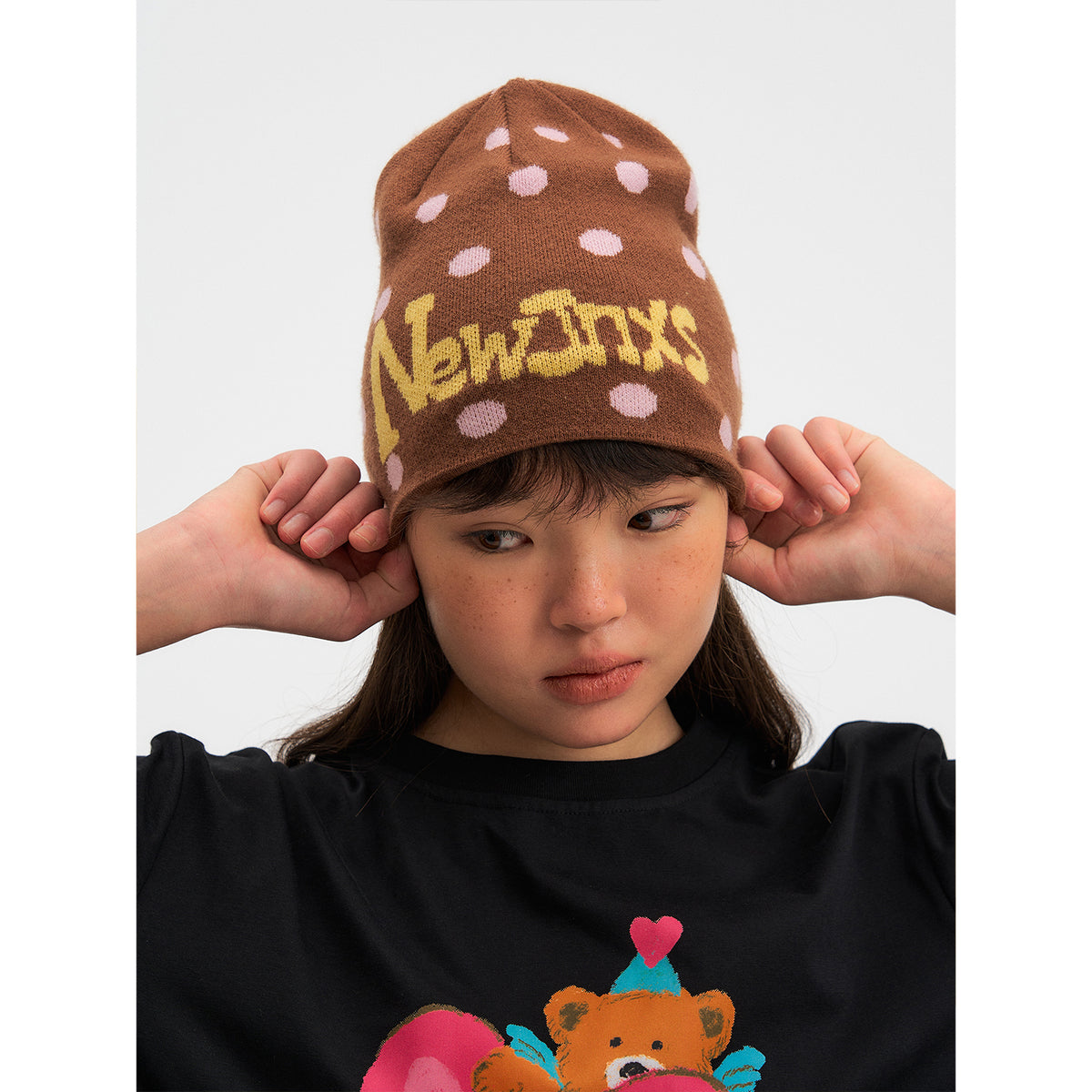 NewJNXS Polka Dot Knit Beanie