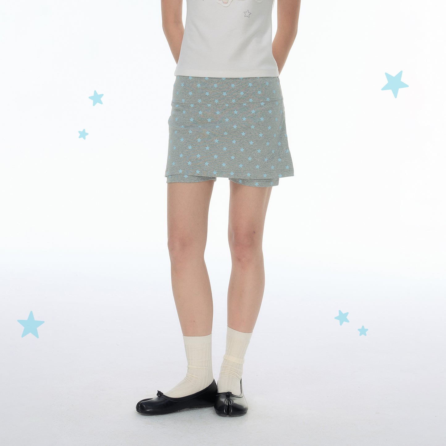 【NewJNXS × Kuku 2.0】Star All-Over Print Layered Skort