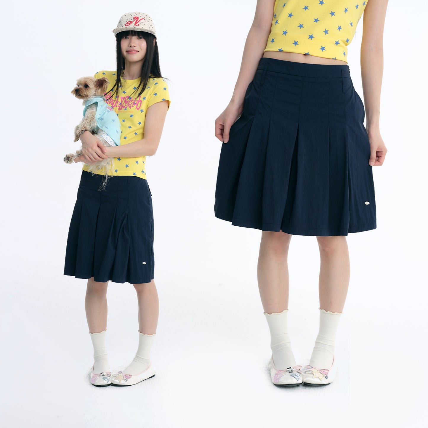 NewJNXS Water-Repellent Anti-Static A-Line Pleated Skirt
