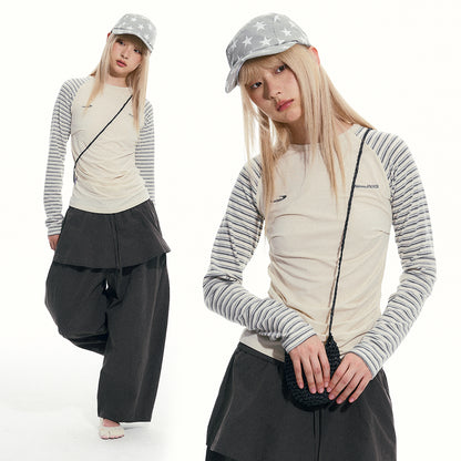 NewJNXS Contrast Stripe Long Sleeve Tee