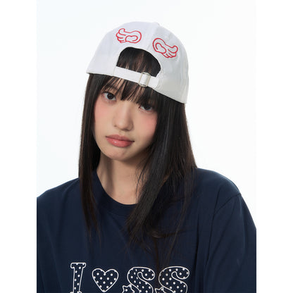 NewJNXS Heart & Wings Embroidered Flat Brim Cap