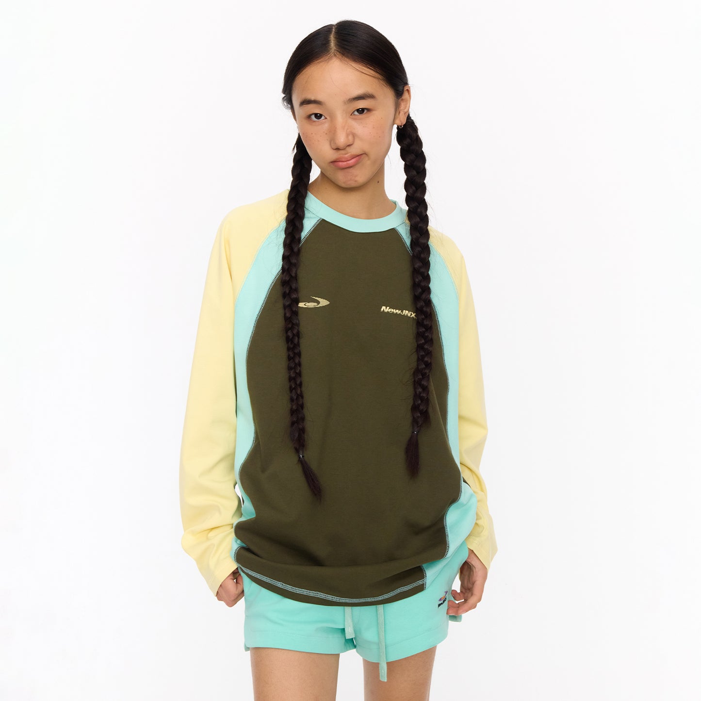 NewJNXS Color Block Quick-Dry Long Sleeve Cycling Tee