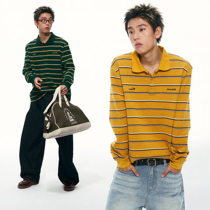 NewJNXS Striped Polo Long Sleeve Tee
