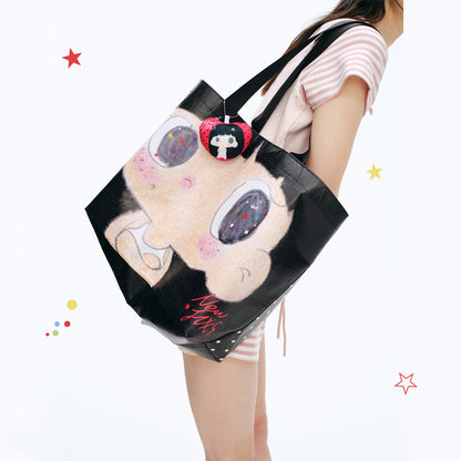 【NewJNXS x Kuku】Cute Girl All-Over Polka Dot Tote Bag