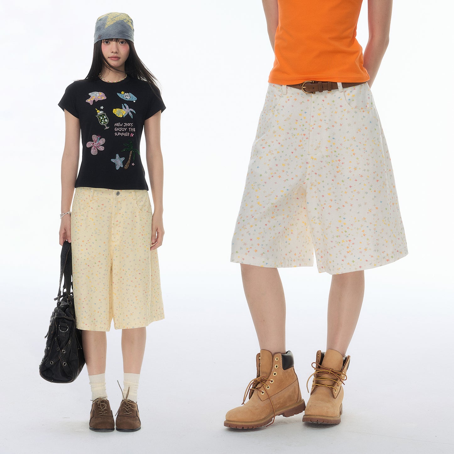 NewJNXS All-Over Star Print Straight-Leg Shorts