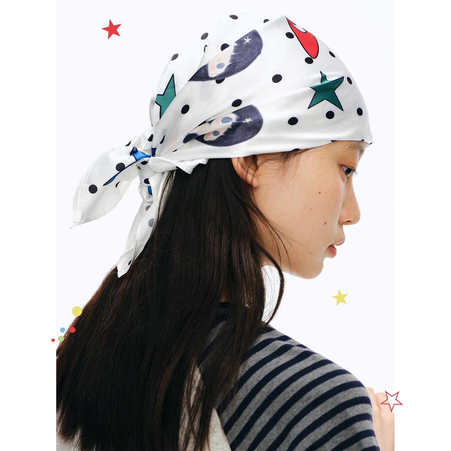 【NewJNXS x Kuku】Star Polka Dot Silk-Feel Multiway Bandana