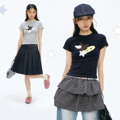 NewJNXS Angel Star Appliqué Fitted Tee