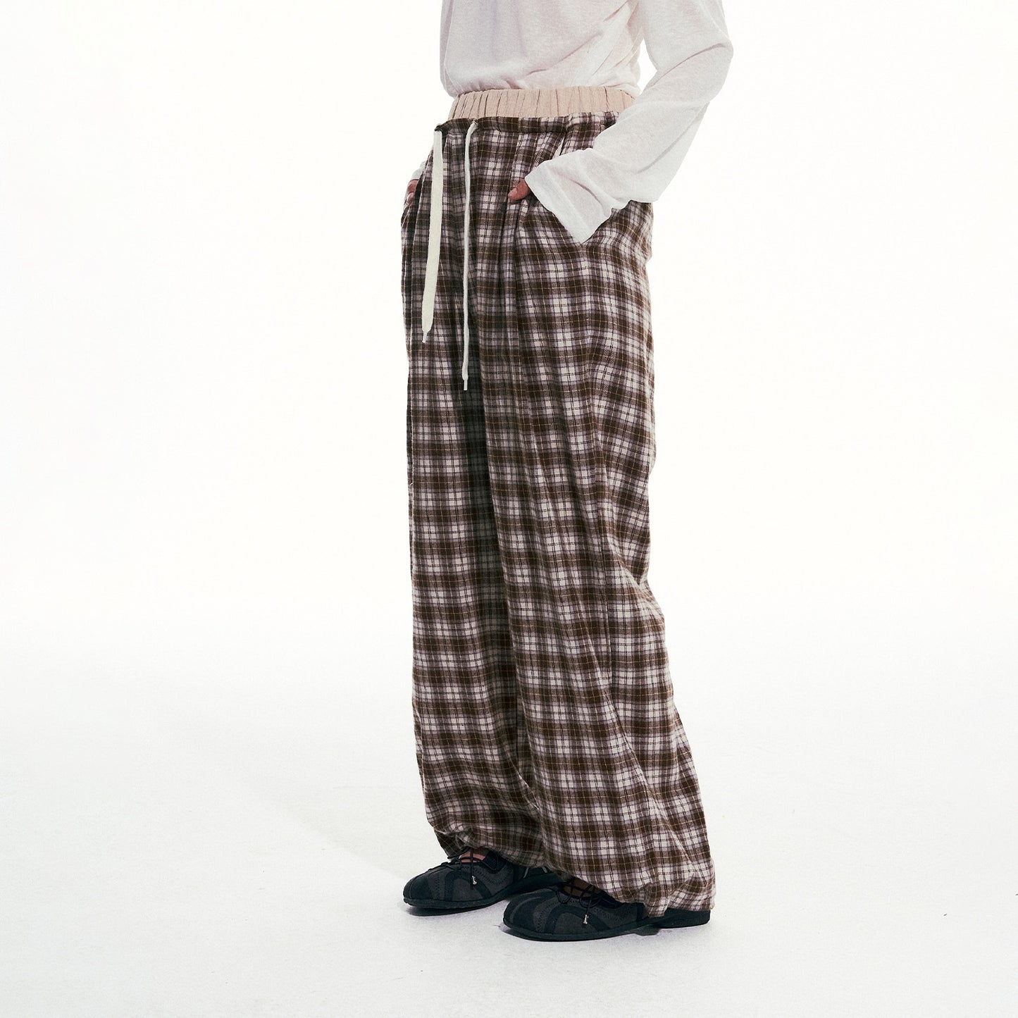 NewJNXS Vintage Plaid Casual Trousers