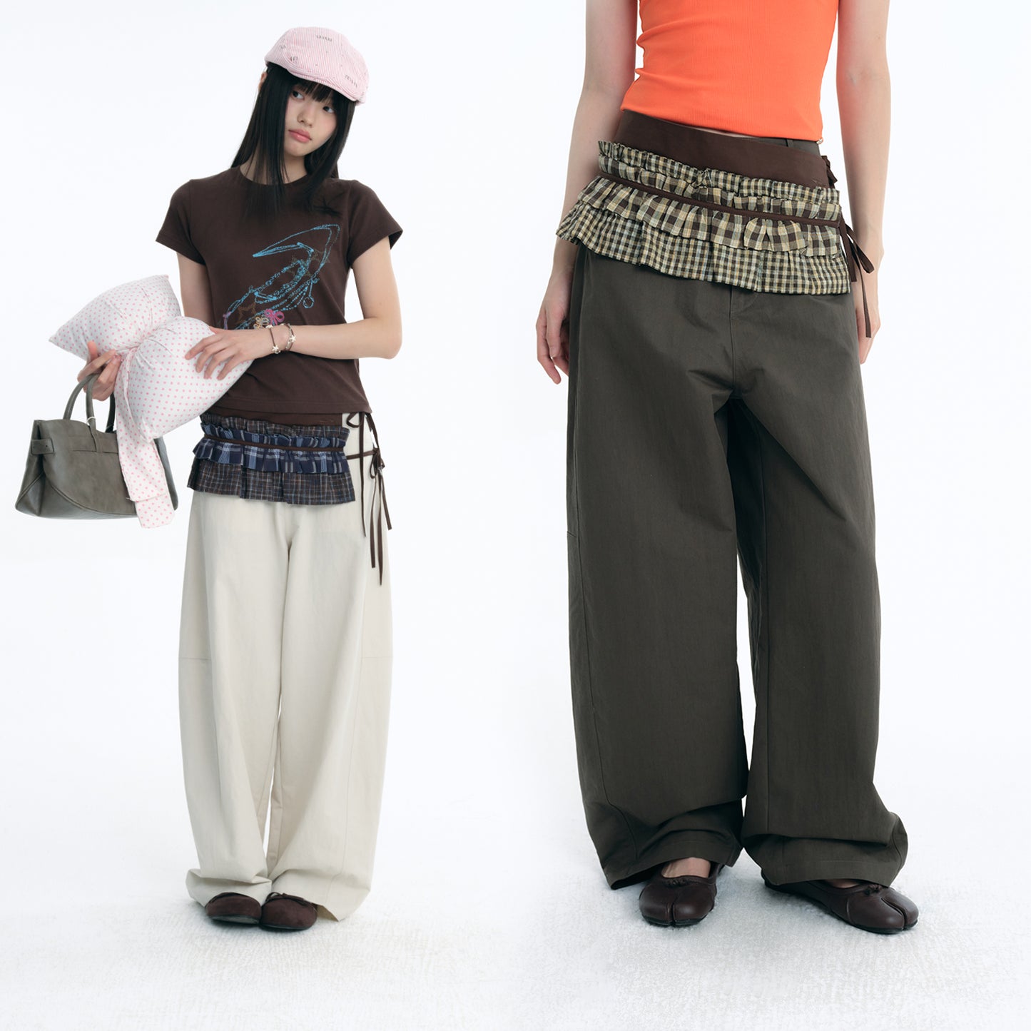 NewJNXS Plaid Pleated Layering Skirt