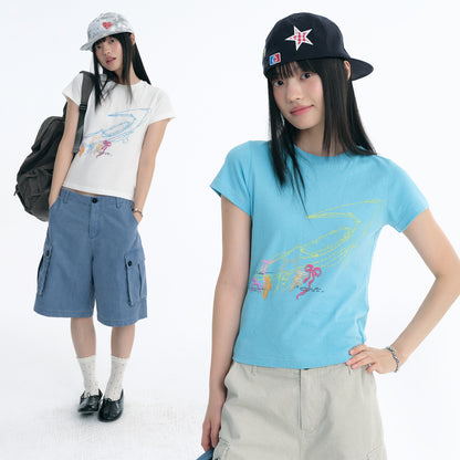 NewJNXS Bow Chain Logo Slim-Fit Tee