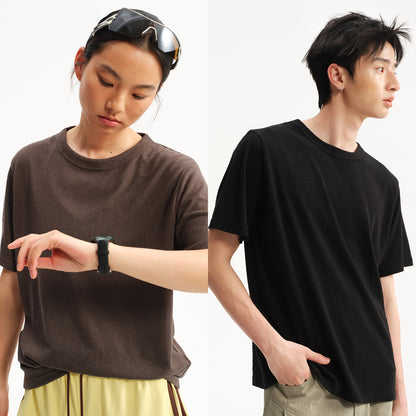 NewJNXS Linen-Feel Relaxed Basic T-Shirt