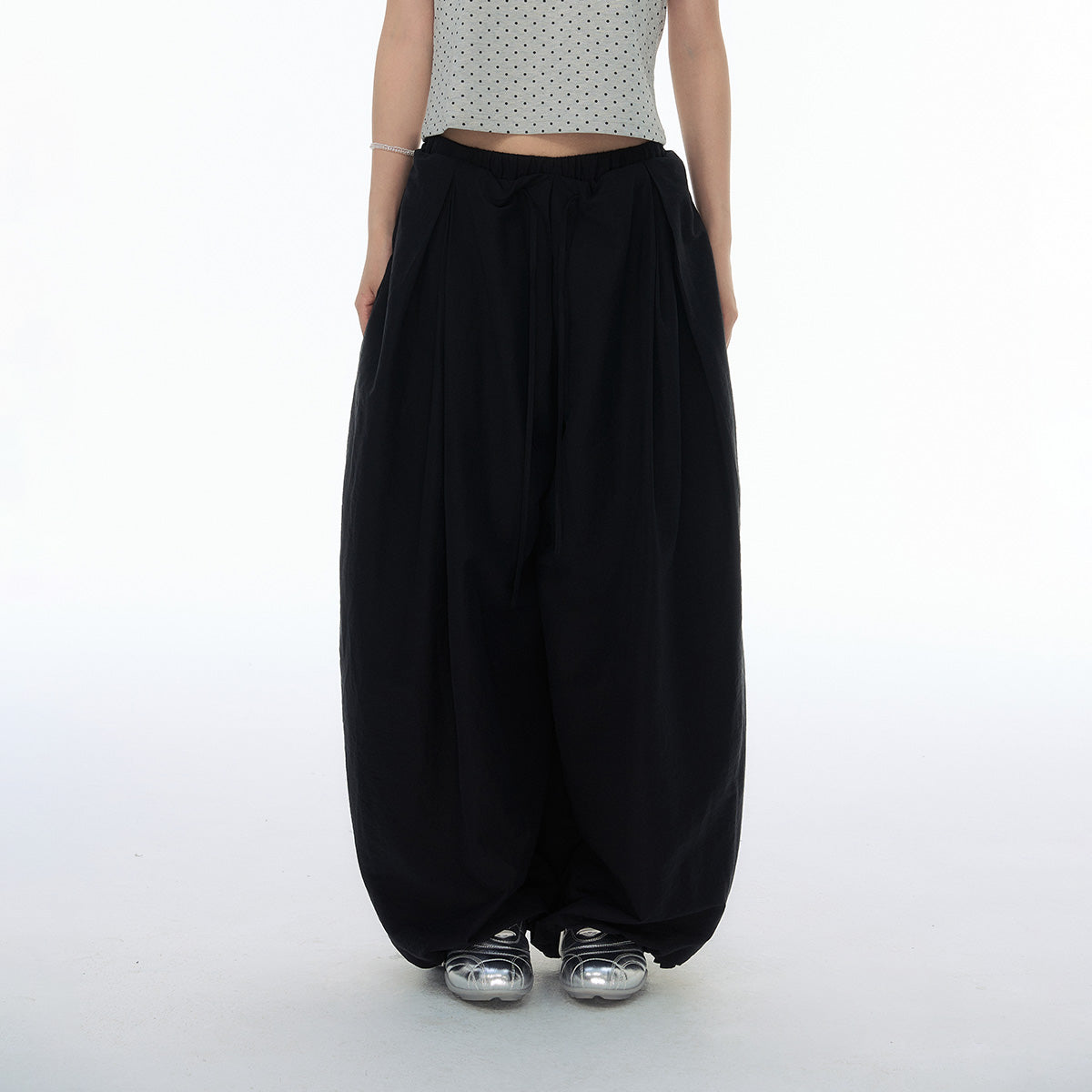 NewJNXS SS Balloon Drawstring-Hem Pants