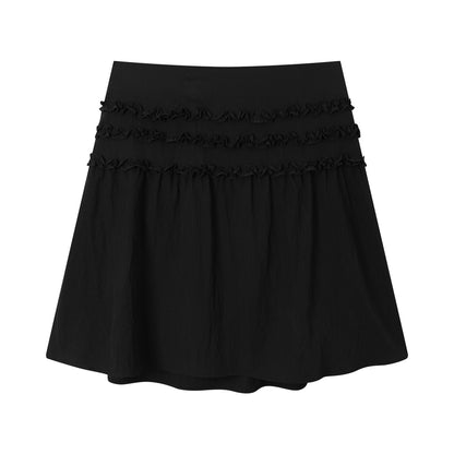 NewJNXS SS Lettuce-Edge Pleated A-Line Midi Skirt