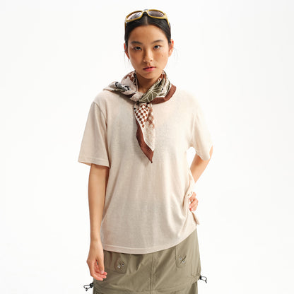 NewJNXS Linen-Feel Relaxed Basic T-Shirt